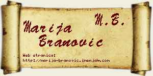 Marija Branović vizit kartica